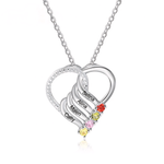 Load image into Gallery viewer, Personalized Name & Birthstone Heart Striped Pendant Necklace