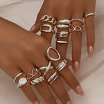 Load image into Gallery viewer, 16pc Adjustable Geometric Ring Set
