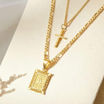 Load image into Gallery viewer, 2pc 14k Initial & Cross Necklace Set