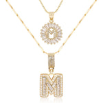 Load image into Gallery viewer, 2pc 14k Diamond Letter Initial Necklaces