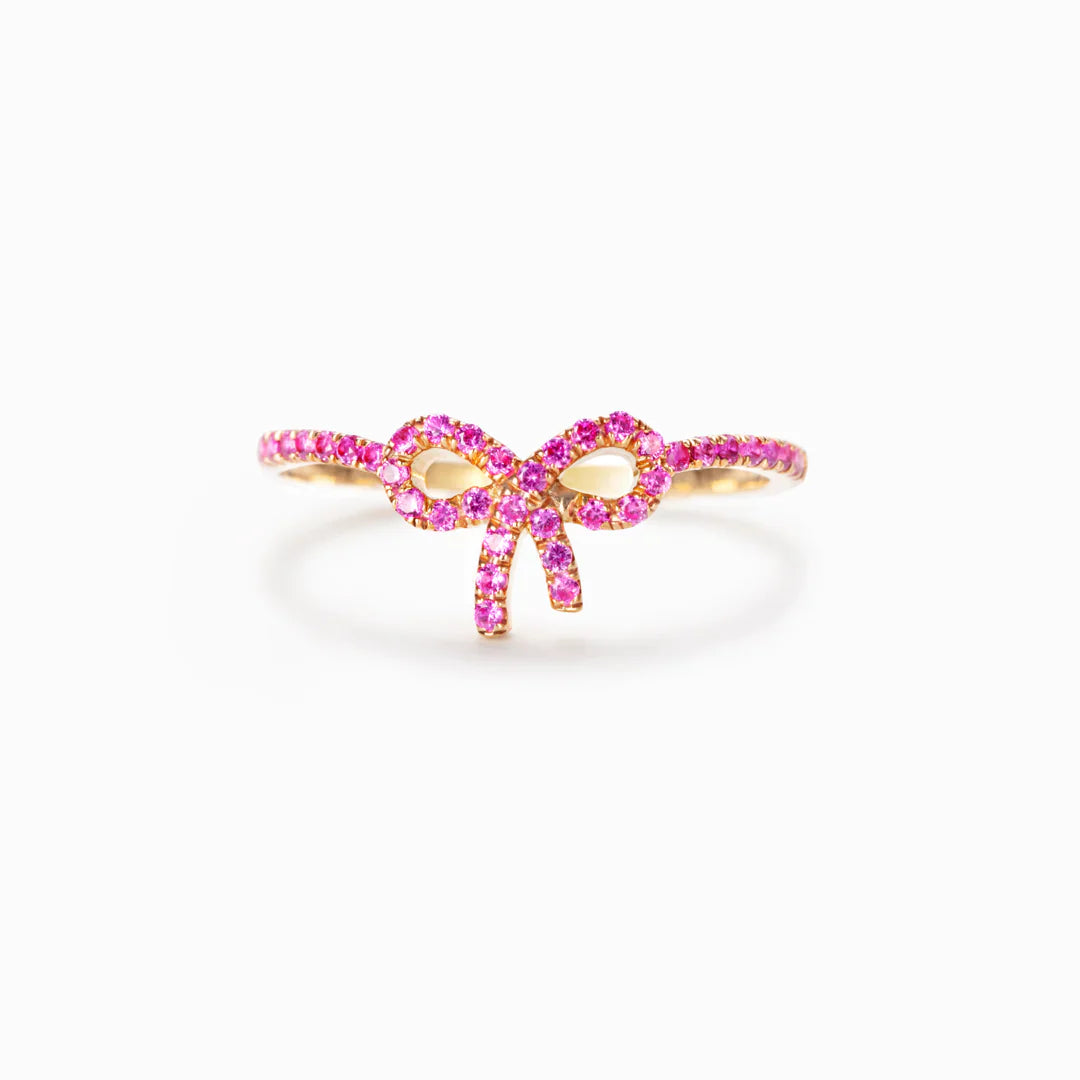 Pink pavé bow ring