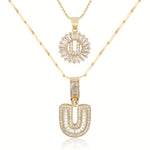 Load image into Gallery viewer, 2pc 14k Diamond Letter Initial Necklaces