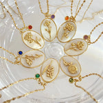 Load image into Gallery viewer, 14k Dainty Floral Birthstone Pendant Necklace