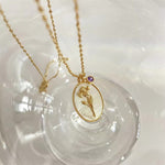Load image into Gallery viewer, 14k Dainty Floral Birthstone Pendant Necklace