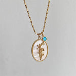 Load image into Gallery viewer, 14k Dainty Floral Birthstone Pendant Necklace