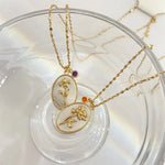 Load image into Gallery viewer, 14k Dainty Floral Birthstone Pendant Necklace