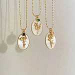 Load image into Gallery viewer, 14k Dainty Floral Birthstone Pendant Necklace