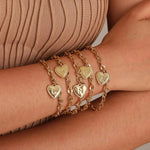 Load image into Gallery viewer, 14k Dainty Heart Engraved Letter Initial Bracelet