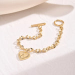 Load image into Gallery viewer, 14k Dainty Heart Engraved Letter Initial Bracelet