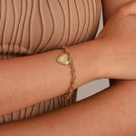 Load image into Gallery viewer, 14k Dainty Heart Engraved Letter Initial Bracelet