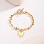 Load image into Gallery viewer, 14k Dainty Heart Engraved Letter Initial Bracelet