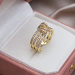 Load image into Gallery viewer, 14k Dainty Layered Diamond Knot Ring
