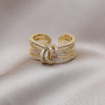 Load image into Gallery viewer, 14k Dainty Layered Diamond Knot Ring