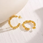 Load image into Gallery viewer, 14k Dainty Textured Spiral Hoop Earrings