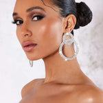 Load image into Gallery viewer, Rhinestone Circle Stud Earrings Rhinestone Inlay Earrings