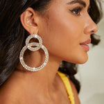 Load image into Gallery viewer, Rhinestone Circle Stud Earrings Rhinestone Inlay Earrings