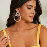 Load image into Gallery viewer, Rhinestone Circle Stud Earrings Rhinestone Inlay Earrings