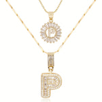 Load image into Gallery viewer, 2pc 14k Diamond Letter Initial Necklaces