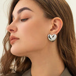 Load image into Gallery viewer, Large Heart Shape Stud Earrings