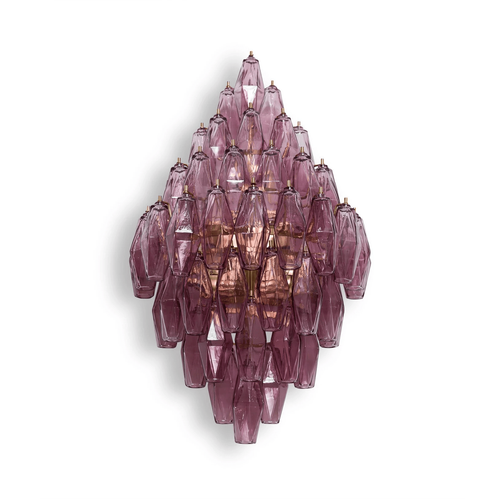 Tiered Diamond Glass Brass Finish Wall Light