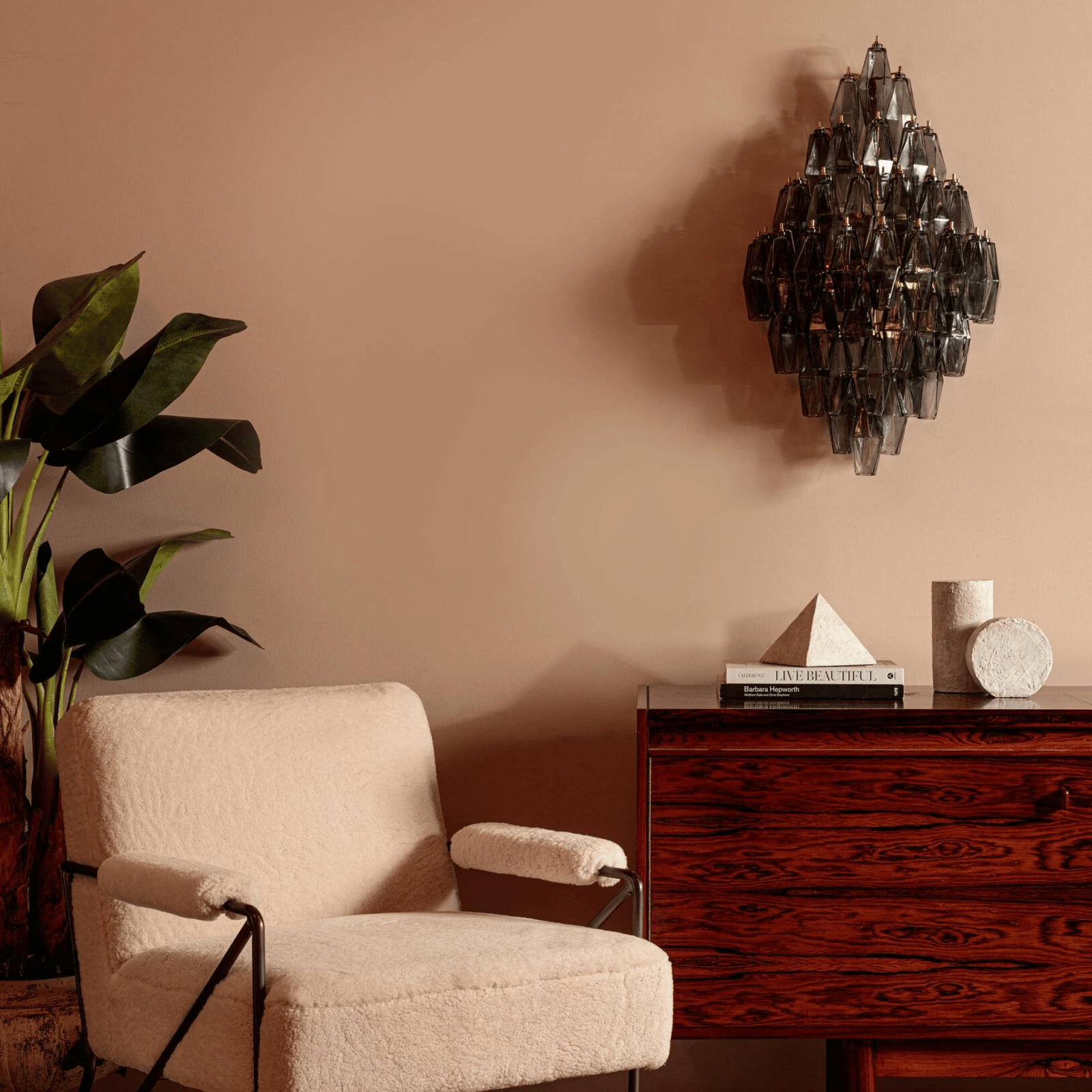 Tiered Diamond Glass Brass Finish Wall Light