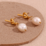 Load image into Gallery viewer, Knot Pearl Earrings Knot Pearl Stud Earrings