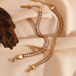 Load image into Gallery viewer, 18k Accented Diamond Tennis Bracelet