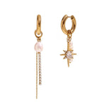 Load image into Gallery viewer, 18k Asymmetrical Pearl Diamond Hoop Earrings