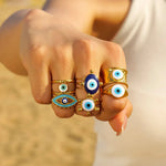 Load image into Gallery viewer, 18k Bohemian Evil Eye Rings