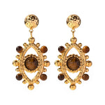 Load image into Gallery viewer, 18k Boho Evil Eye Bead Accented Earrings
