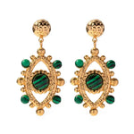 Load image into Gallery viewer, 18k Boho Evil Eye Bead Accented Earrings