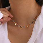 Load image into Gallery viewer, 18k Boho Inspired Colorful Heart Necklace