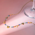 Load image into Gallery viewer, 18k Boho Inspired Colorful Heart Necklace