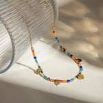 Load image into Gallery viewer, 18k Boho Inspired Colorful Heart Necklace