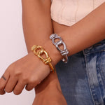 Load image into Gallery viewer, 18k Chunky Buckle Open Bangle Bracelet