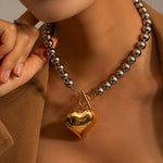 Load image into Gallery viewer, 18k Chunky Silver & Gold Heart Necklace