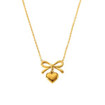 Load image into Gallery viewer, 18k Dainty Bow & Heart Necklace