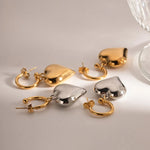 Load image into Gallery viewer, 18k Dainty Heart Hoops Earrings