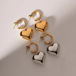 Load image into Gallery viewer, 18k Dainty Heart Hoops Earrings