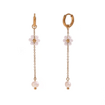 Load image into Gallery viewer, 18k Dangling Floral Pearl Earrings