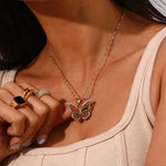 Load image into Gallery viewer, 18k Diamond Accented Butterfly Necklace
