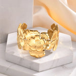 Load image into Gallery viewer, 18k Floral Cuff Bangle Bracelets