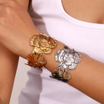 Load image into Gallery viewer, 18k Floral Cuff Bangle Bracelets