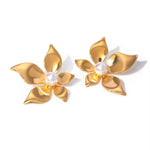 Load image into Gallery viewer, 18k Glamorous Gold Floral Stud Earrings & Ring