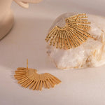 Load image into Gallery viewer, 18k Half Sunshine Dainty Earrings