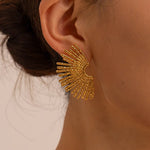 Load image into Gallery viewer, 18k Half Sunshine Dainty Earrings
