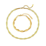 Load image into Gallery viewer, 18k Interwoven Herringbone Chain Necklace and Bracelet Set