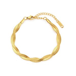 Load image into Gallery viewer, 18k Interwoven Herringbone Chain Necklace and Bracelet Set