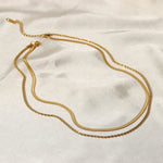 Load image into Gallery viewer, 18k Layered Herringbone & Rope Chain Necklace
