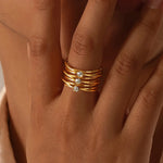 Load image into Gallery viewer, 18k Multi Layered Triple Diamond Rings